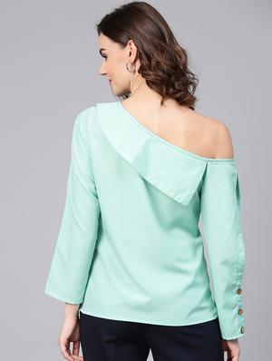 slit sleeved single shoulder top - 15857212 - Standard Image - 3