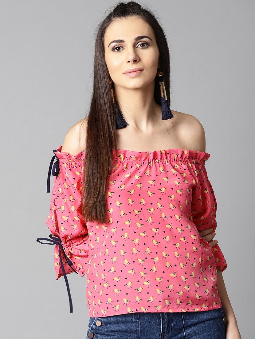 tie up detail off shoulder top - 15857216 - Zoom Image - 1