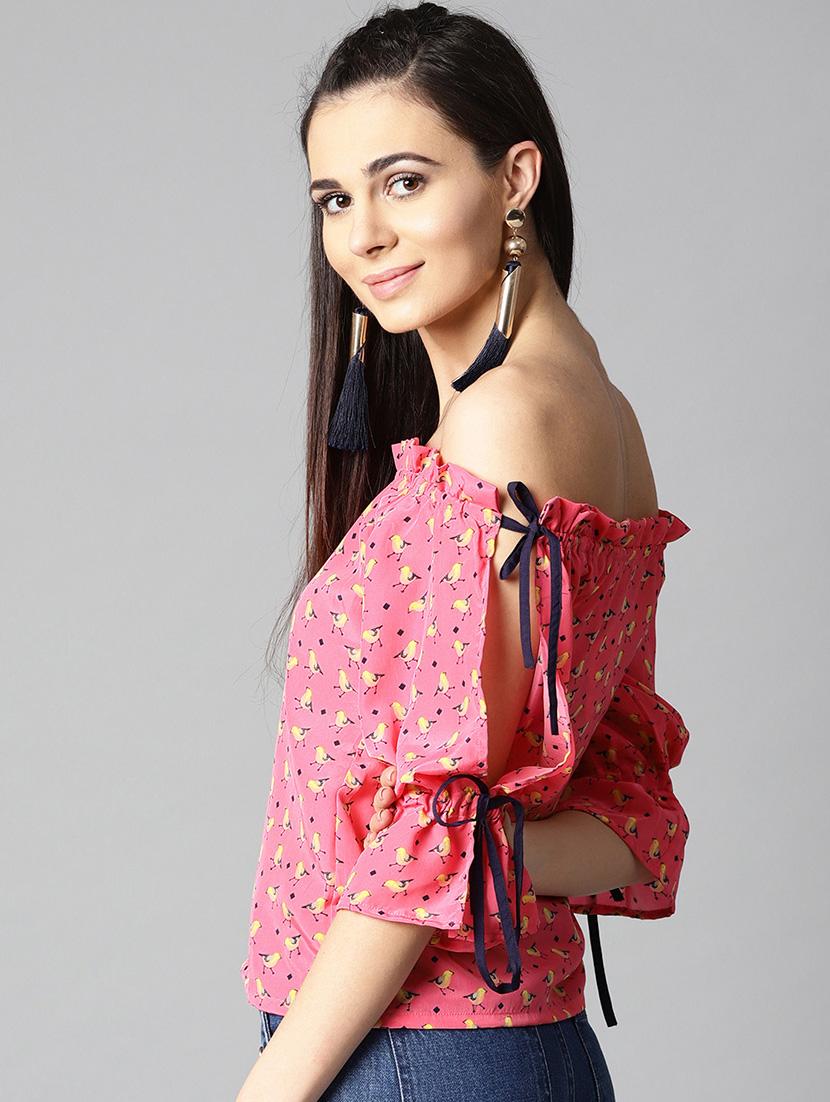 tie up detail off shoulder top - 15857216 - Zoom Image - 3