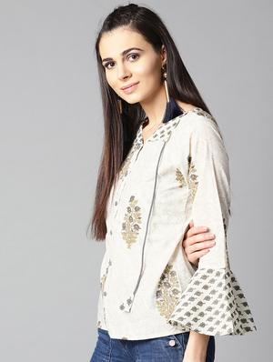 bell sleeved button up top - 15857218 - Standard Image - 2