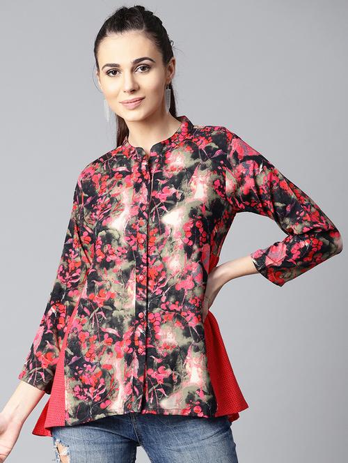 mesh paneled button up top - 15857220 - Standard Image - 1