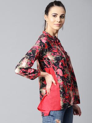mesh paneled button up top - 15857220 - Standard Image - 2