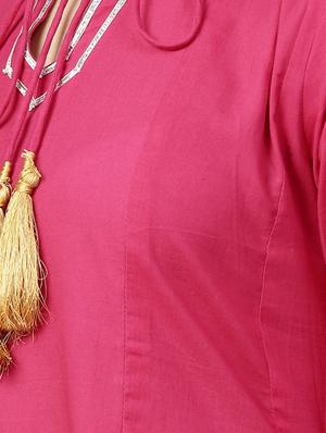 fuchsia gota patt kurta with palazzo set - 15857251 - Standard Image - 5