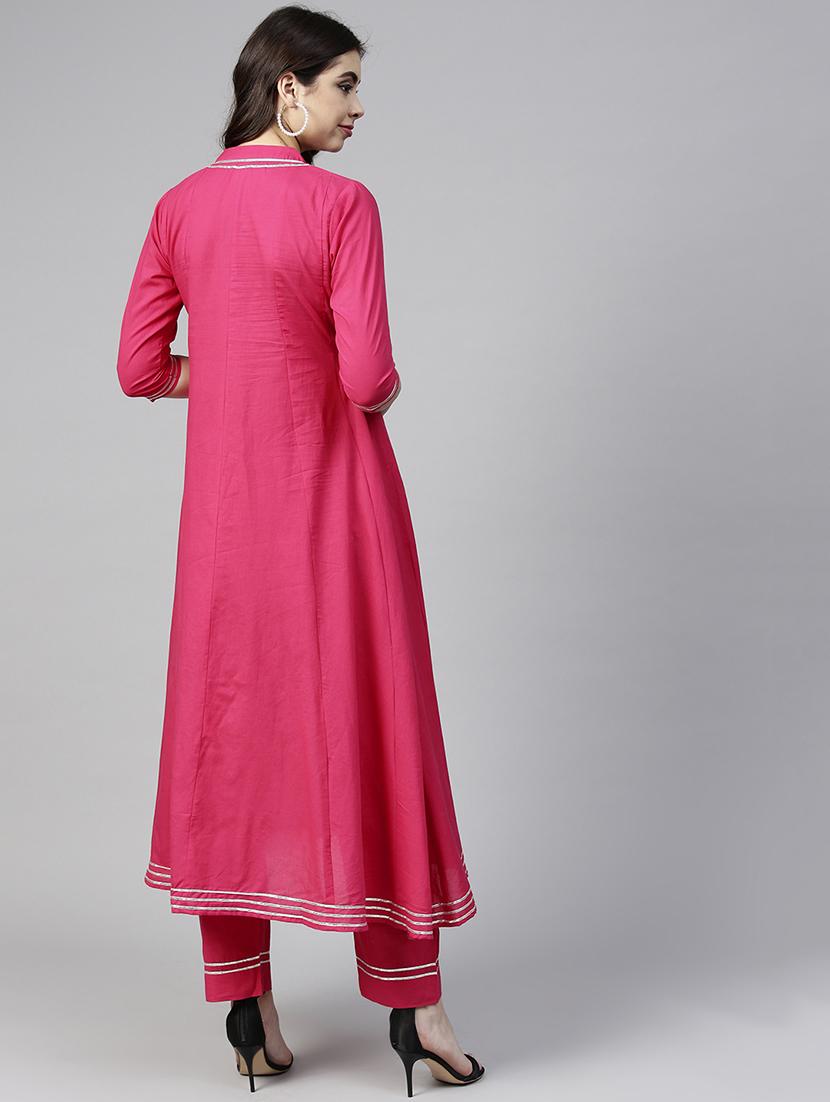 fuchsia gota patt kurta with palazzo set - 15857251 - Zoom Image - 3