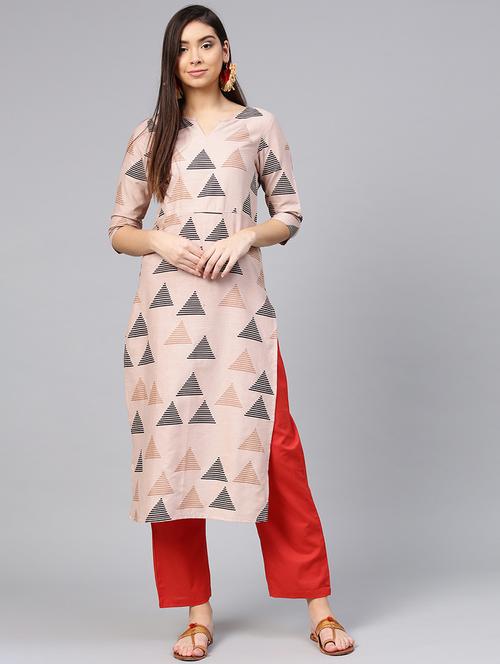 geometric printed kurta palazzo set - 15857252 - Standard Image - 1
