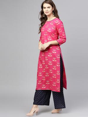block printed kurta palazzo set - 15857254 - Standard Image - 2