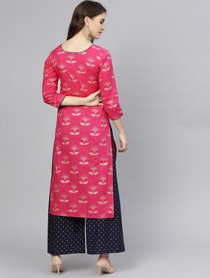 block printed kurta palazzo set - 15857254 - Standard Image - 3