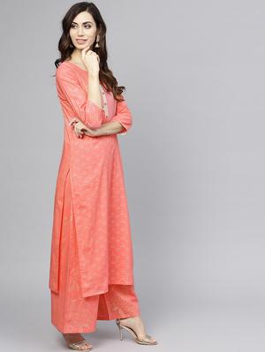 foil printed kurta palazzo set - 15857257 - Standard Image - 2