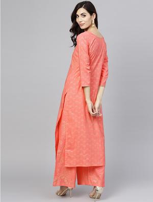 foil printed kurta palazzo set - 15857257 - Standard Image - 3