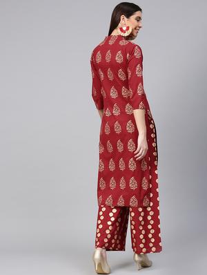 foil printed kurta palazzo set - 15857258 - Standard Image - 3