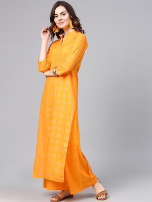 foil printed kurta palazzo set - 15857263 - Standard Image - 2