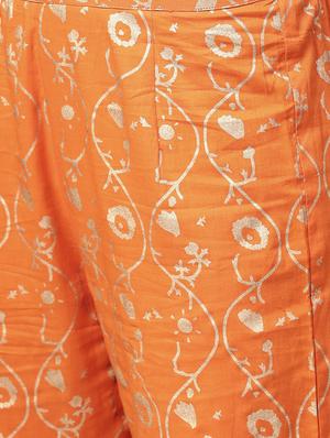 foil printed high-low kurta palazzo set - 15857268 - Standard Image - 4