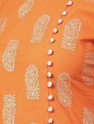 foil printed high-low kurta palazzo set - 15857268 - Standard Image - 5