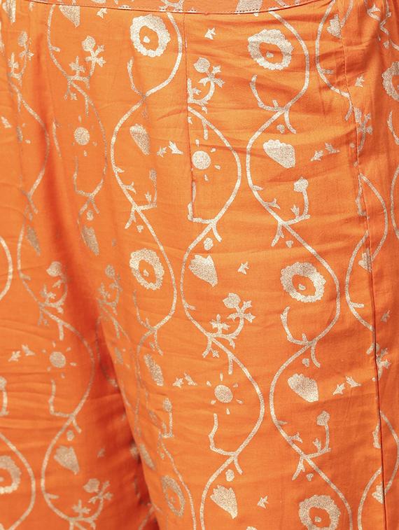 foil printed high-low kurta palazzo set - 15857268 - Zoom Image - 4