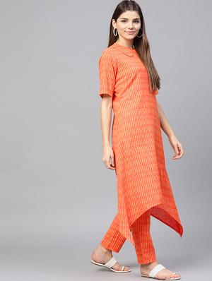 printed high-low kurta with palazzo set - 15857273 - Standard Image - 2