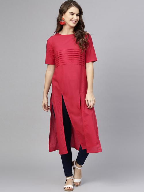 solid straight kurta - 15857274 - Standard Image - 1