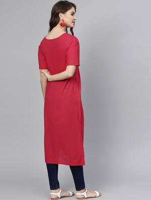 solid straight kurta - 15857274 - Standard Image - 3