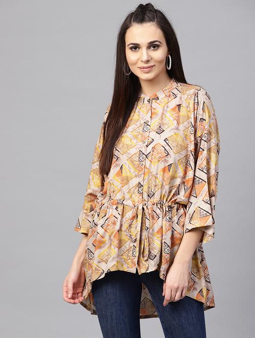 drawstring waist high low tunic - 15857278 - Very Small Image - 1