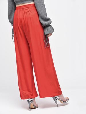 tomato red flared palazzo - 15857716 - Standard Image - 3