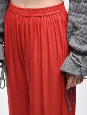 tomato red flared palazzo - 15857716 - Standard Image - 4