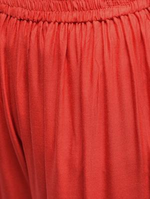 tomato red flared palazzo - 15857716 - Standard Image - 5