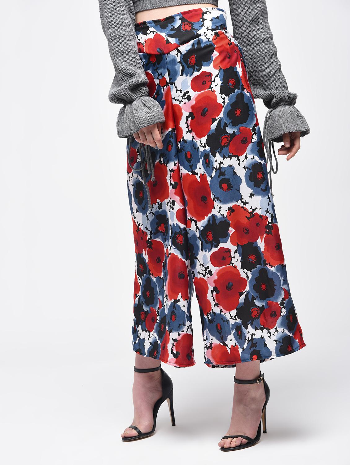 red floral flared palazzo - 15857726 - Zoom Image - 1