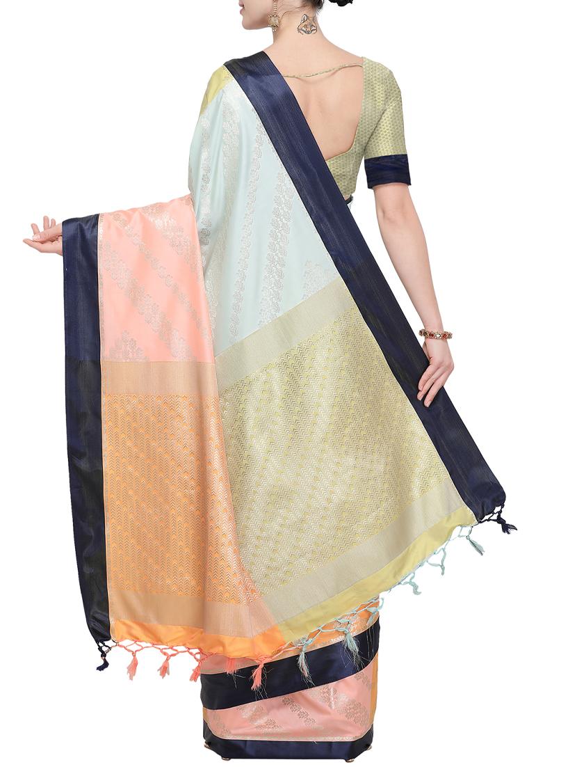 self design banarasi saree with blouse - 15857761 - Zoom Image - 2