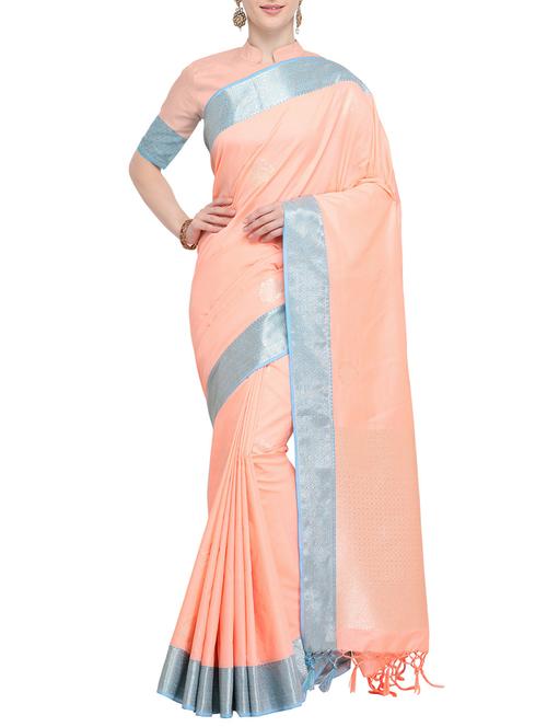 self design banarasi saree with blouse - 15857787 - Standard Image - 1