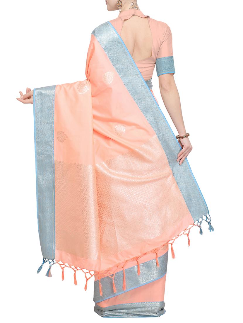 self design banarasi saree with blouse - 15857787 - Zoom Image - 2