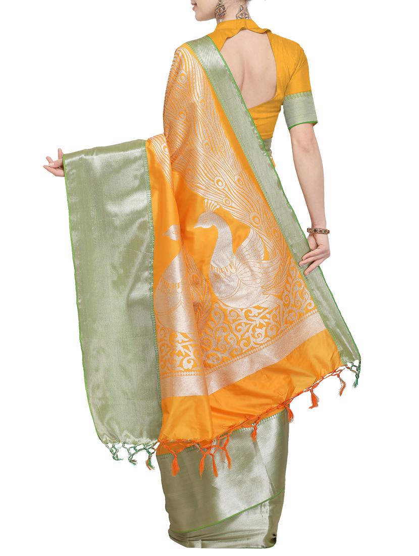 self design banarasi saree with blouse - 15857789 - Zoom Image - 2