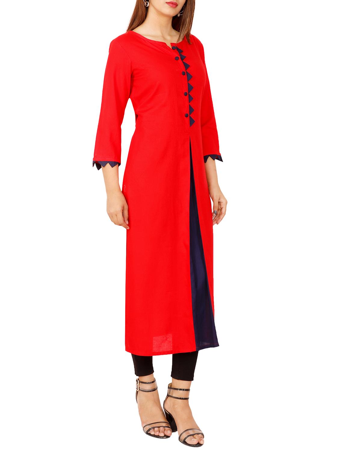 solid straight kurta - 15858122 - Zoom Image - 2