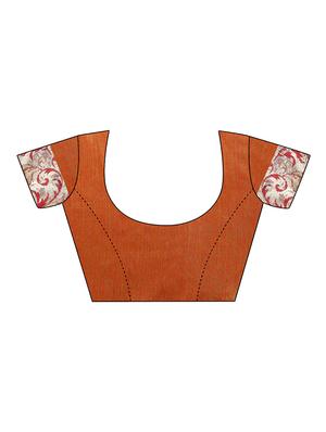embroidered border maroon saree with blouse - 15858265 - Standard Image - 3