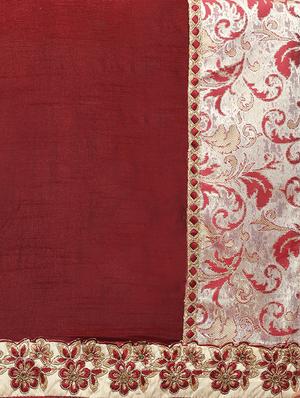 embroidered border maroon saree with blouse - 15858265 - Standard Image - 4