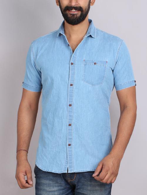 blue solid casual shirt - 15858296 - Very Small Image - 1