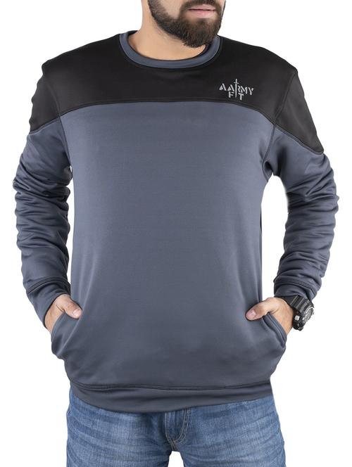 grey color block sweatshirt - 15858314 - Standard Image - 1