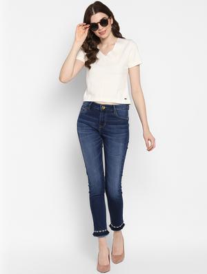 frayed hem stone washed jeans - 15858317 - Standard Image - 4