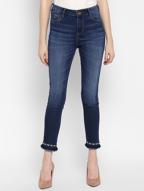 frayed hem stone washed jeans - 15858317 - Zoom Image - 1
