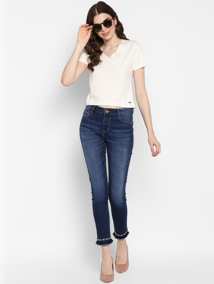 frayed hem stone washed jeans - 15858317 - Zoom Image - 4