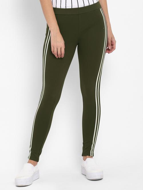 olive side striped jeggings - 15858327 - Standard Image - 1