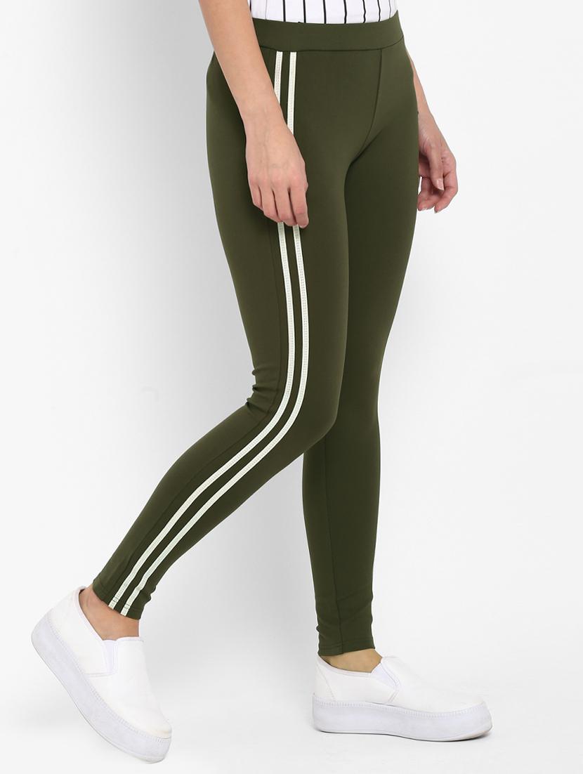 olive side striped jeggings - 15858327 - Zoom Image - 2