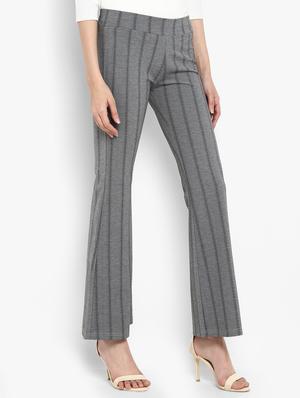 striped flared hem trousers - 15858330 - Standard Image - 2