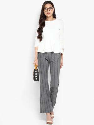 striped flared hem trousers - 15858330 - Standard Image - 4