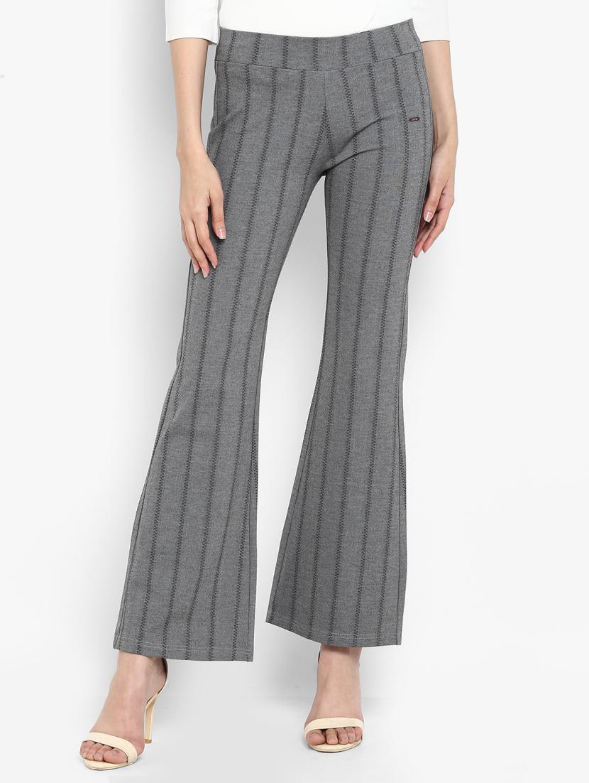 striped flared hem trousers - 15858330 - Zoom Image - 1