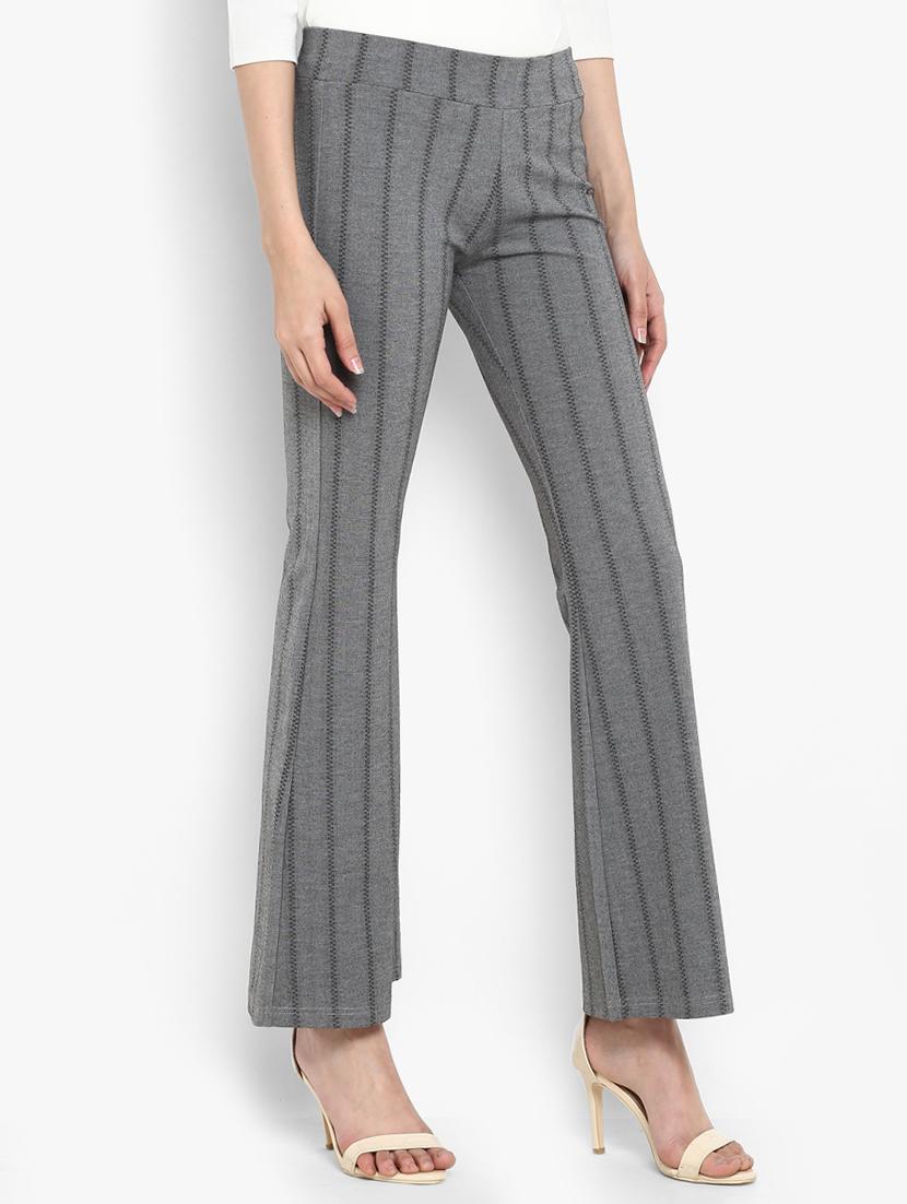 striped flared hem trousers - 15858330 - Zoom Image - 2