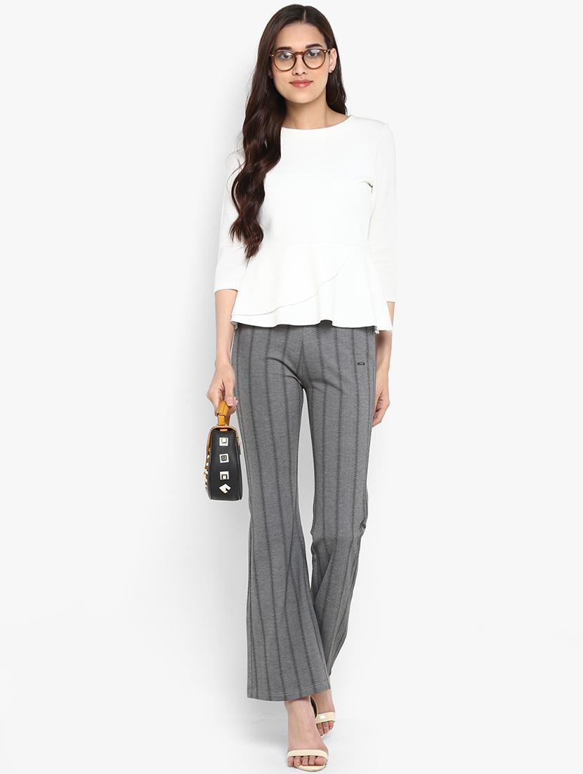 striped flared hem trousers - 15858330 - Zoom Image - 4