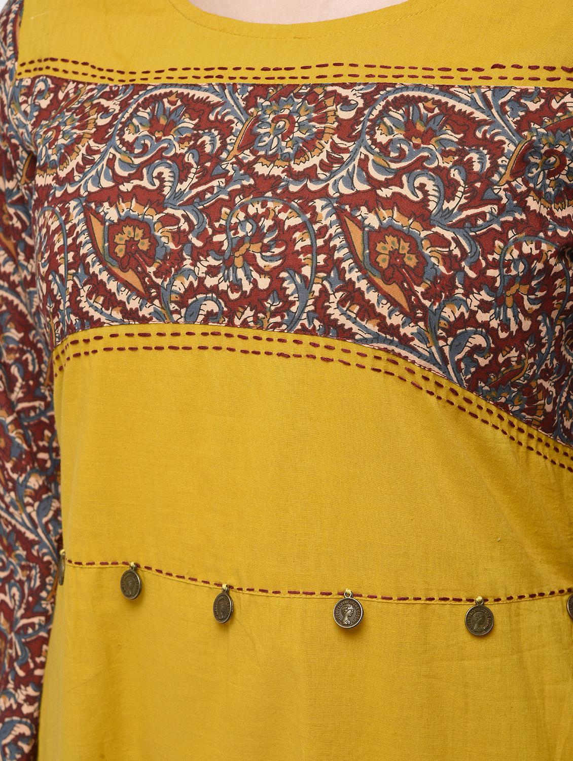 slit sleeves kalamkari kaantha kurta - 15858450 - Zoom Image - 5
