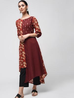 mirror work kaantha asymmetric kurta - 15858451 - Standard Image - 2