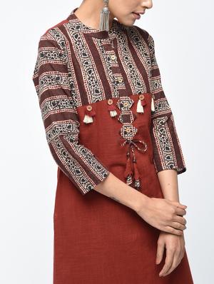 printed straight kurta with tassels - 15858494 - Standard Image - 4