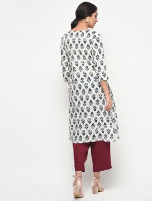 printed straight kurta with tassels - 15858516 - Standard Image - 3