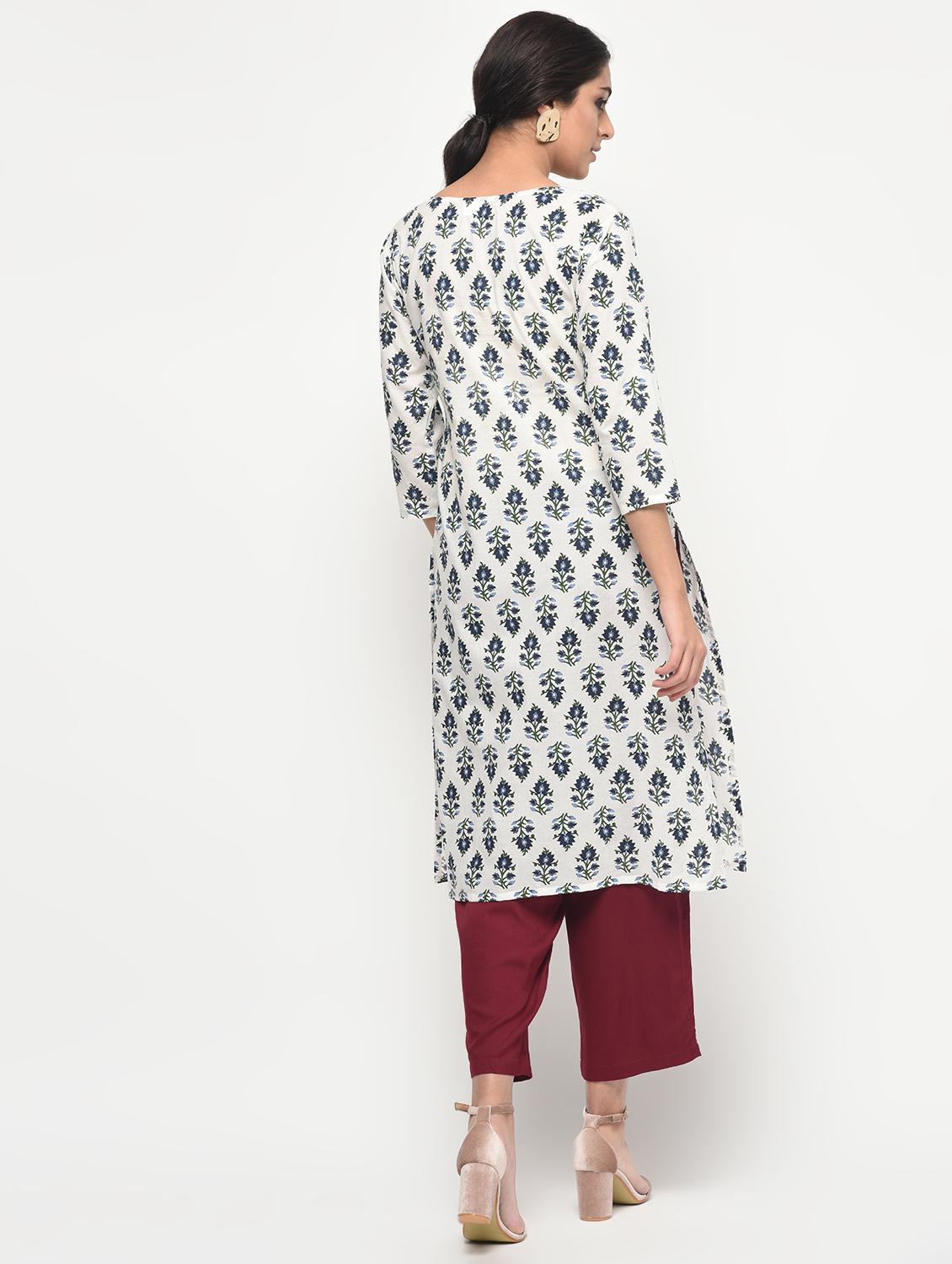 printed straight kurta with tassels - 15858516 - Zoom Image - 3